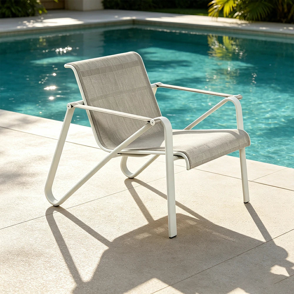 SOLARA Outdoor Cole Leisure Chair - 1.5mm Aluminium Tube, Teslin Mesh Seat for Patio Garden - White