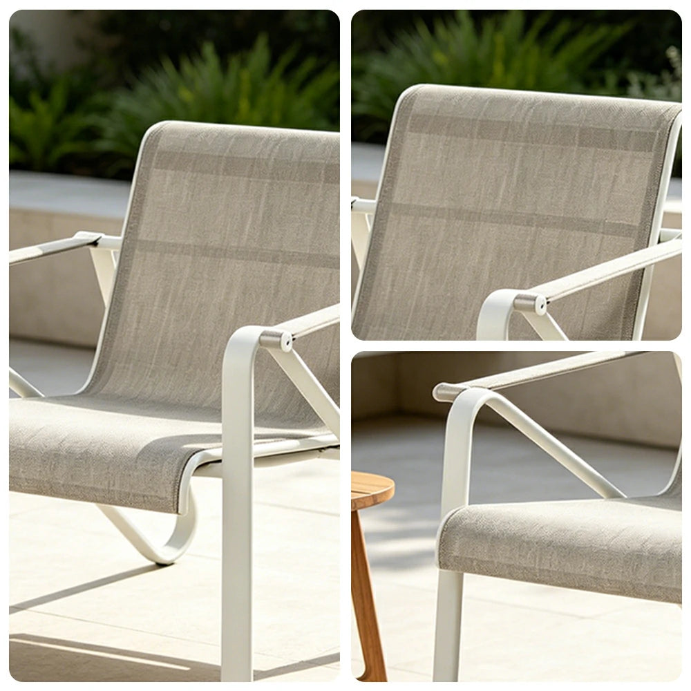 SOLARA Outdoor Cole Leisure Chair - 1.5mm Aluminium Tube, Teslin Mesh Seat for Patio Garden - White