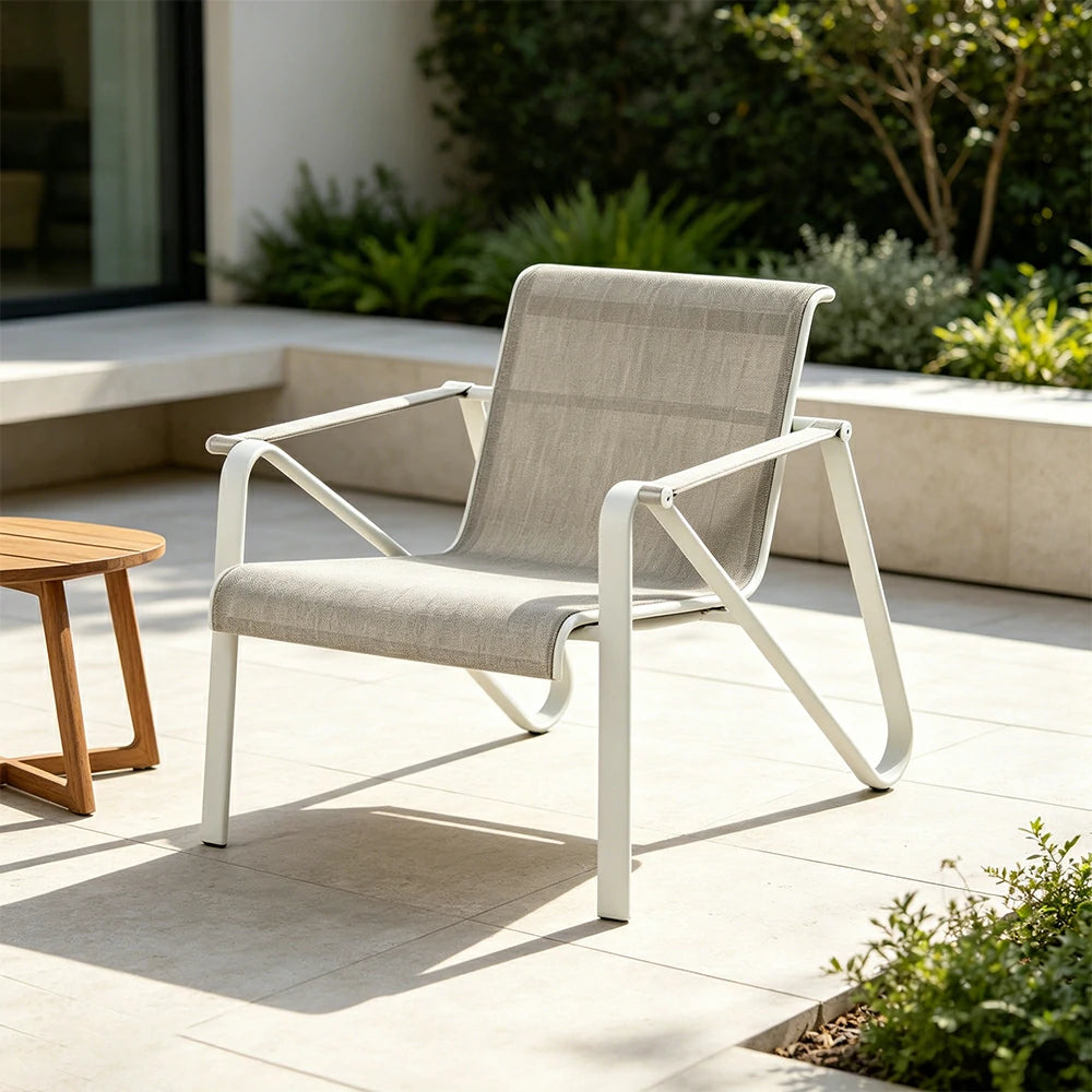 SOLARA Outdoor Cole Leisure Chair - 1.5mm Aluminium Tube, Teslin Mesh Seat for Patio Garden - White