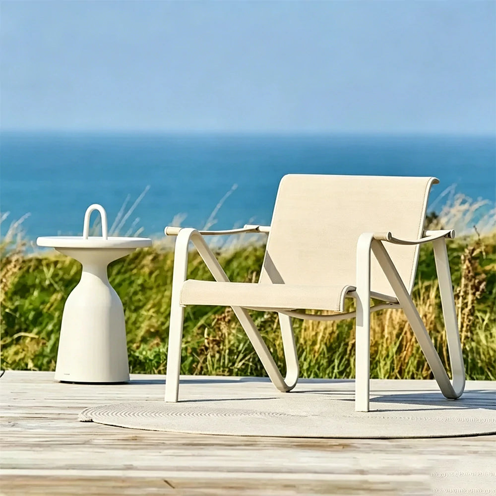 SOLARA Outdoor Cole Leisure Chair - 1.5mm Aluminium Tube, Teslin Mesh Seat for Patio Garden - White