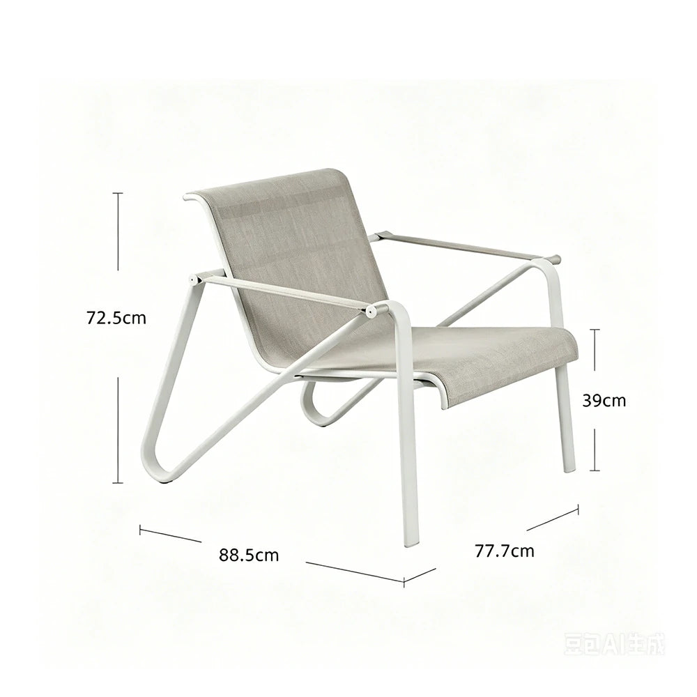 SOLARA Outdoor Cole Leisure Chair - 1.5mm Aluminium Tube, Teslin Mesh Seat for Patio Garden - White