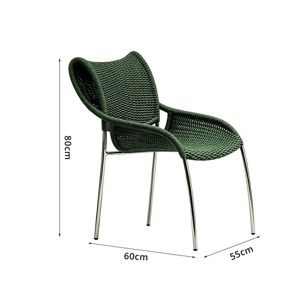 SOLARA Outdoor Rope Dining Chair - Aluminium Frame, Woven Seat and Back for Patio Garden - Green