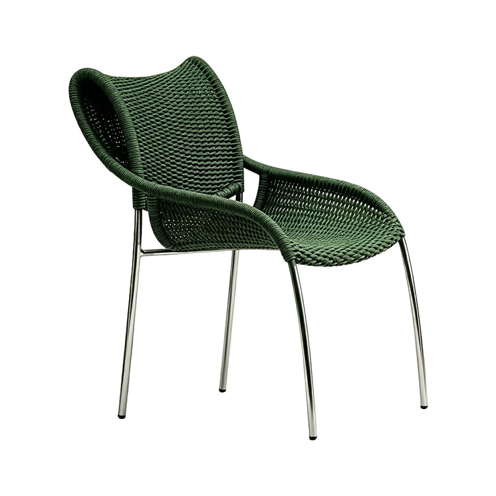 SOLARA Outdoor Rope Dining Chair - Aluminium Frame, Woven Seat and Back for Patio Garden - Green