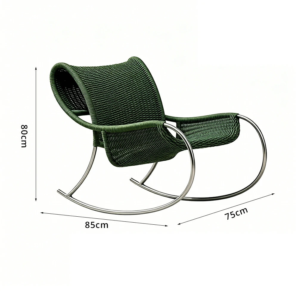 SOLARA Outdoor Rope Rocking Chair - Aluminium Frame, Woven Seat and Back for Patio Garden - Green