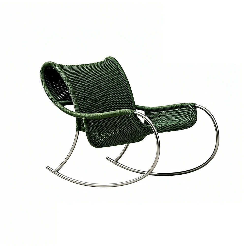 SOLARA Outdoor Rope Rocking Chair - Aluminium Frame, Woven Seat and Back for Patio Garden - Green