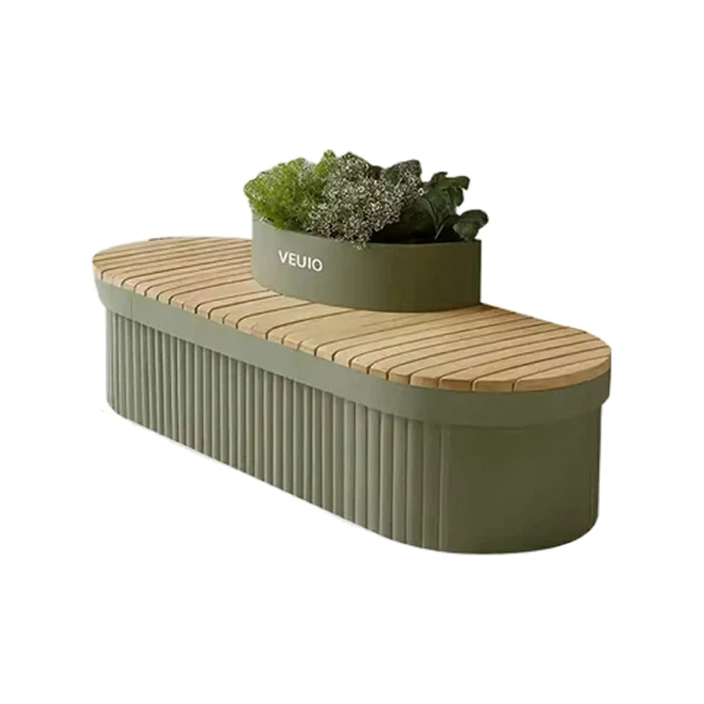 SOLARA 160/180/200cm Landscape Planter Bench Stable Metal Frame with Curved Design for Park Street Cafe Seating