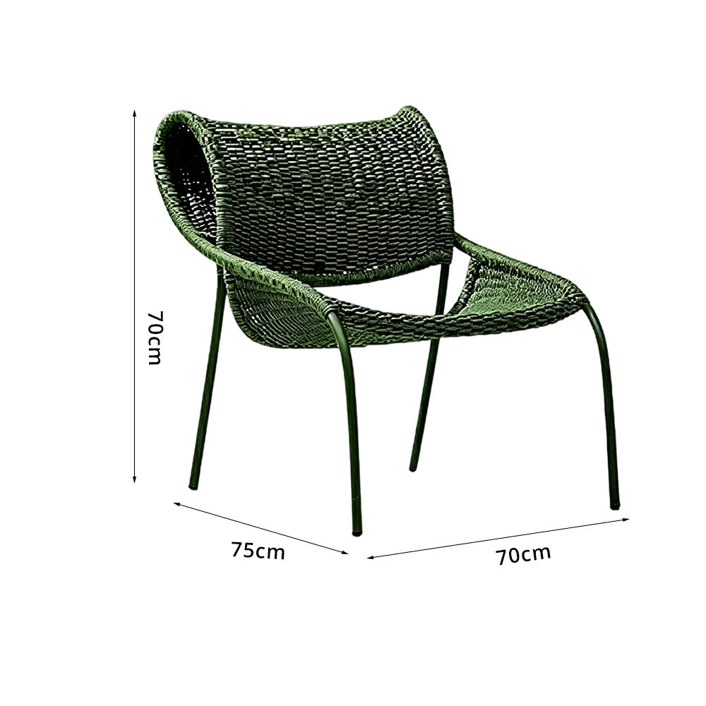SOLARA Outdoor Rope Lounge Chair - Aluminium Frame, Woven Seat and Back for Patio Garden - Green