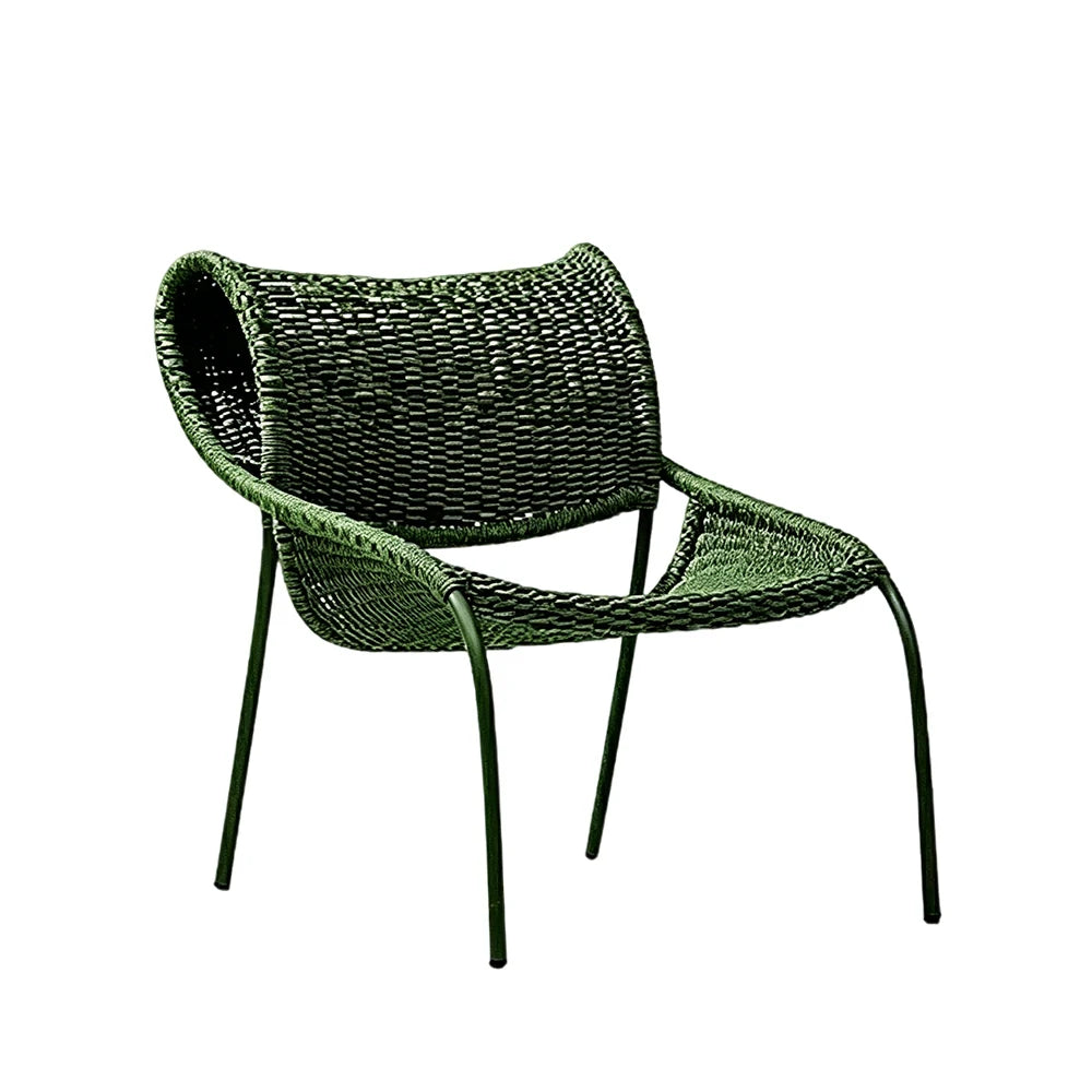 SOLARA Outdoor Rope Lounge Chair - Aluminium Frame, Woven Seat and Back for Patio Garden - Green