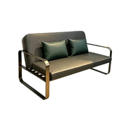 SOLARA Outdoor 2-Seater Sofa - Stainless Steel Frame, Waterproof Yacht Leather for Patio Garden - Black