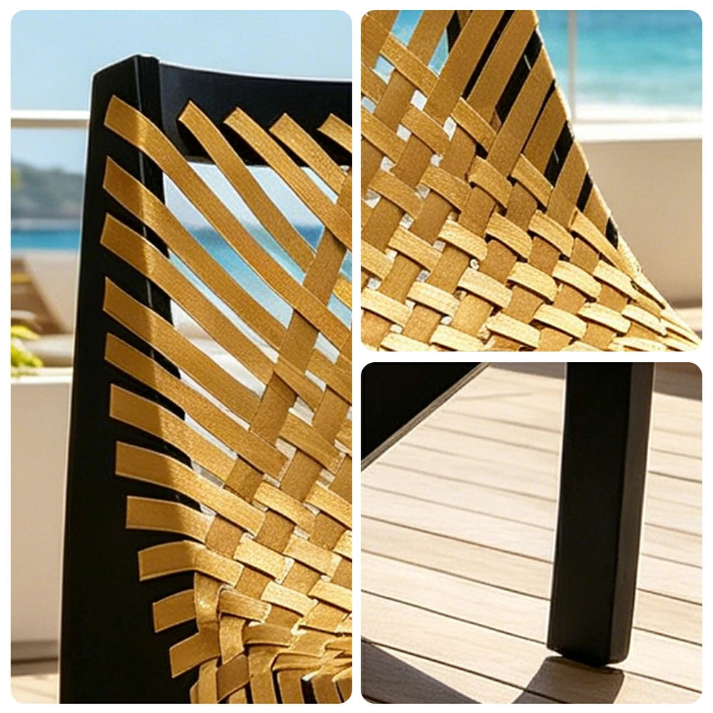 SOLARA Outdoor Woven 2-Seater Lounge Chair - Rope Seat for Patio Garden - Black & Yellow