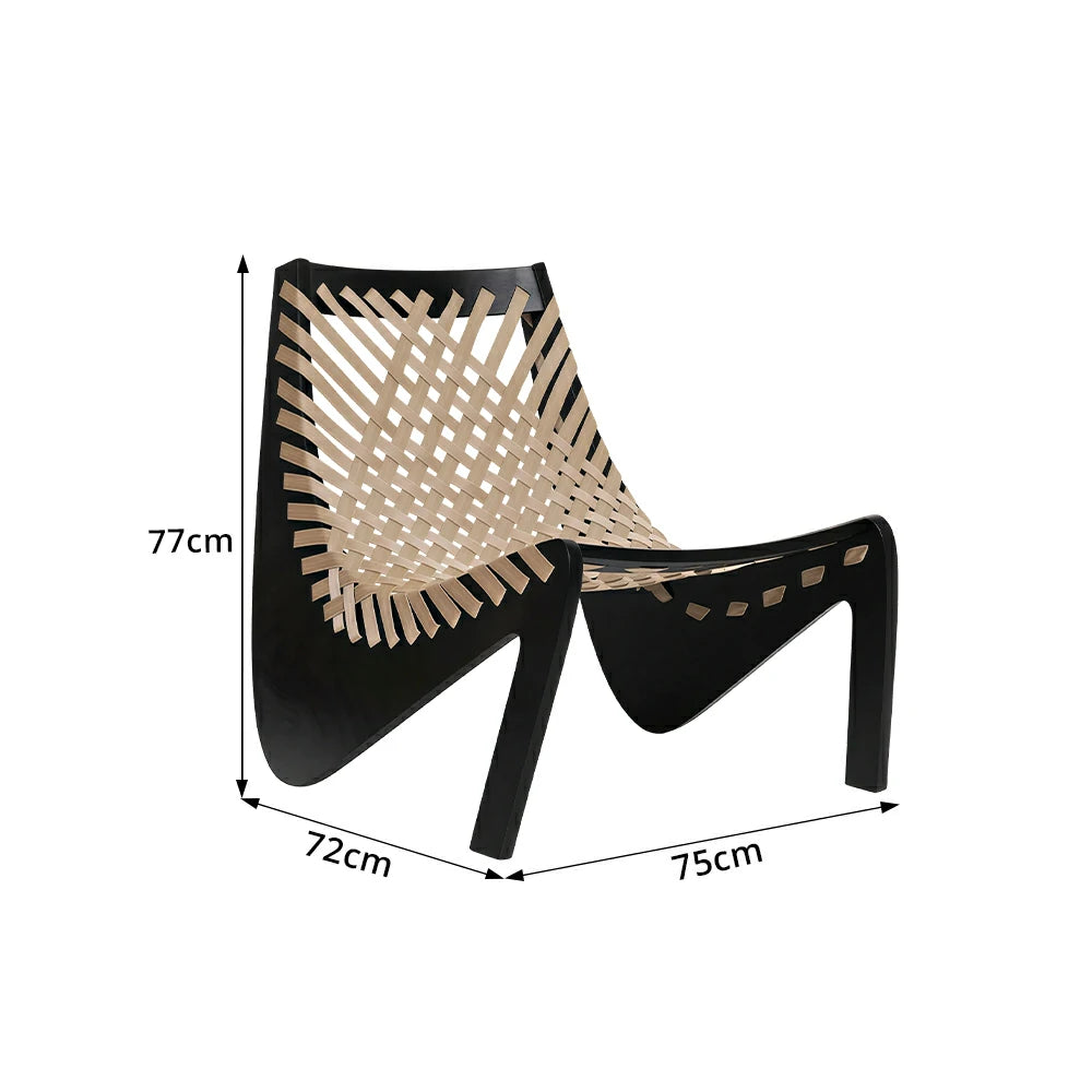 SOLARA Outdoor Woven 2-Seater Lounge Chair - Rope Seat for Patio Garden - Black & Beige