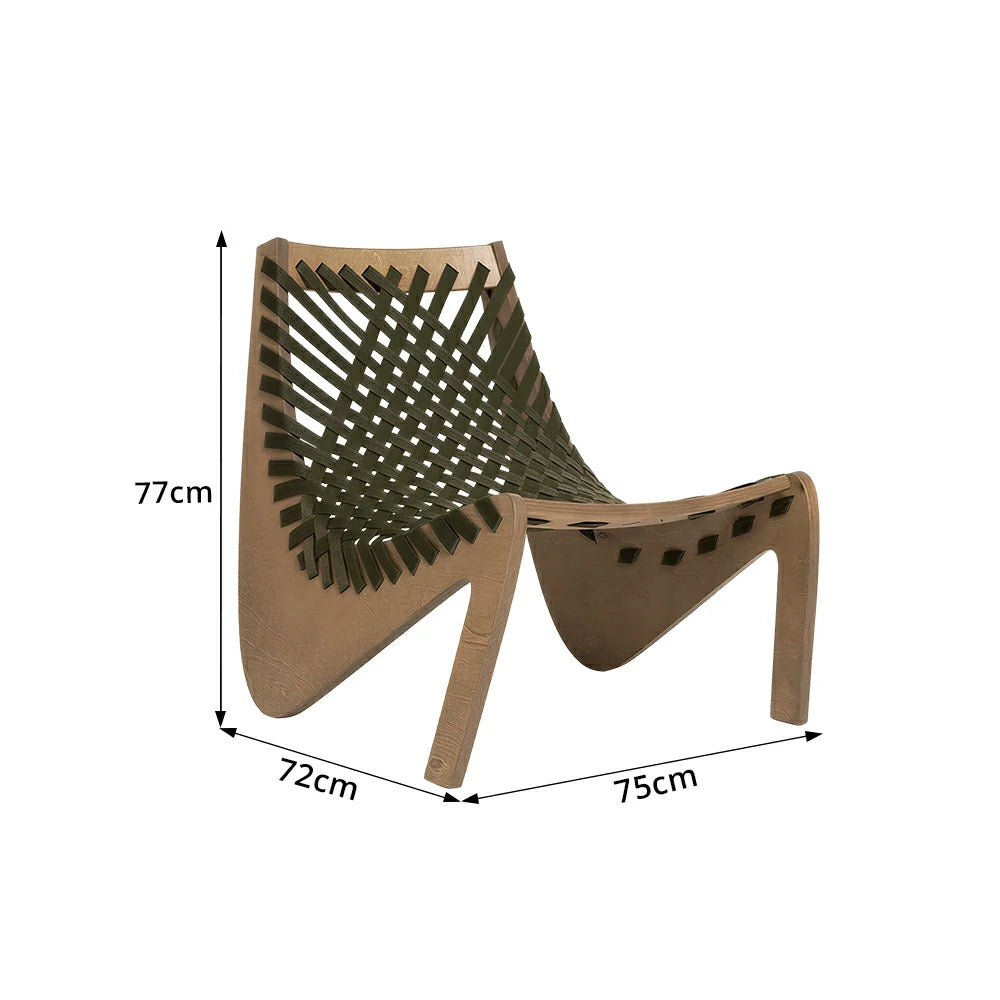SOLARA Outdoor Woven 2-Seater Lounge Chair - Rope Seat for Patio Garden - Wood & Green