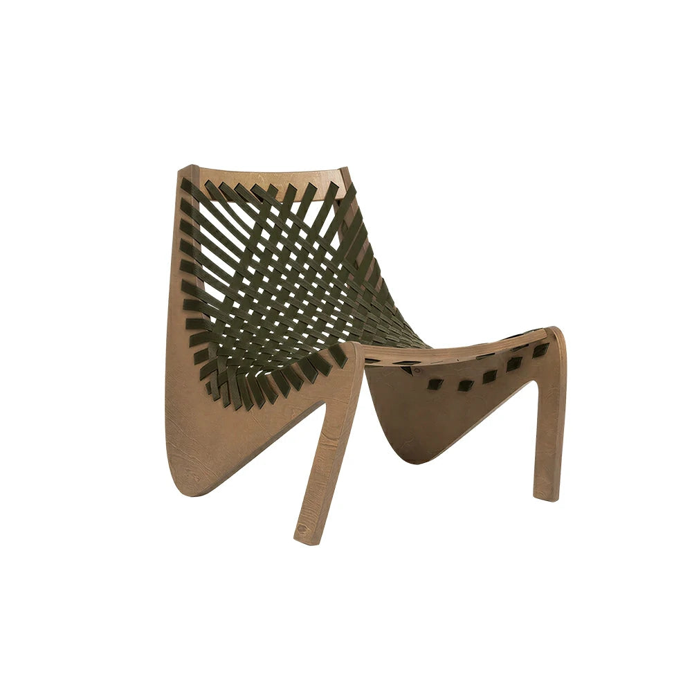 SOLARA Outdoor Woven 2-Seater Lounge Chair - Rope Seat for Patio Garden - Wood & Green