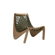 SOLARA Outdoor Woven 2-Seater Lounge Chair - Rope Seat for Patio Garden - Wood & Green