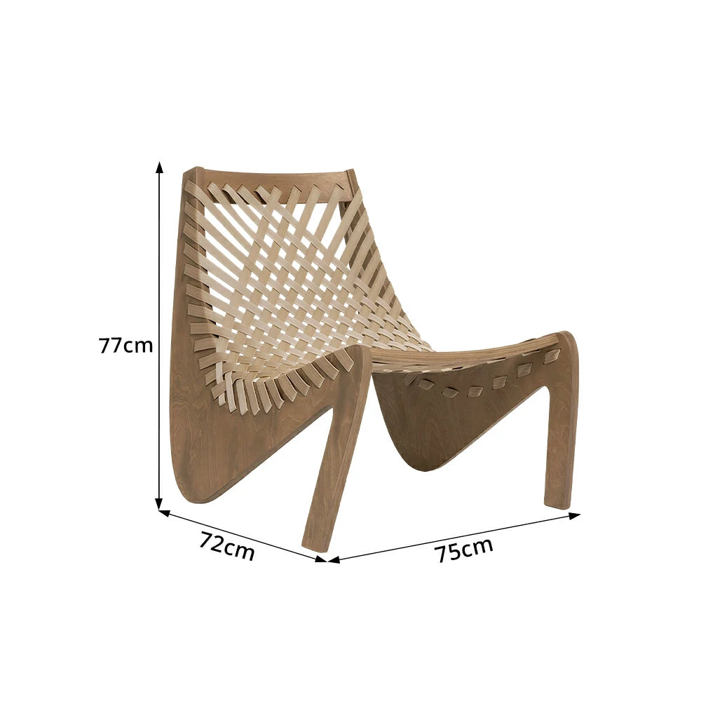 SOLARA Outdoor Woven 2-Seater Lounge Chair - Rope Seat for Patio Garden - Wood & Beige
