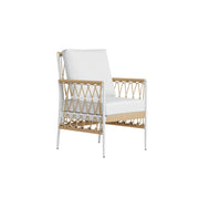 SOLARA Outdoor Rope Dining Chair - Aluminium Frame, Cushioned Seat for Patio Garden - White & Beige