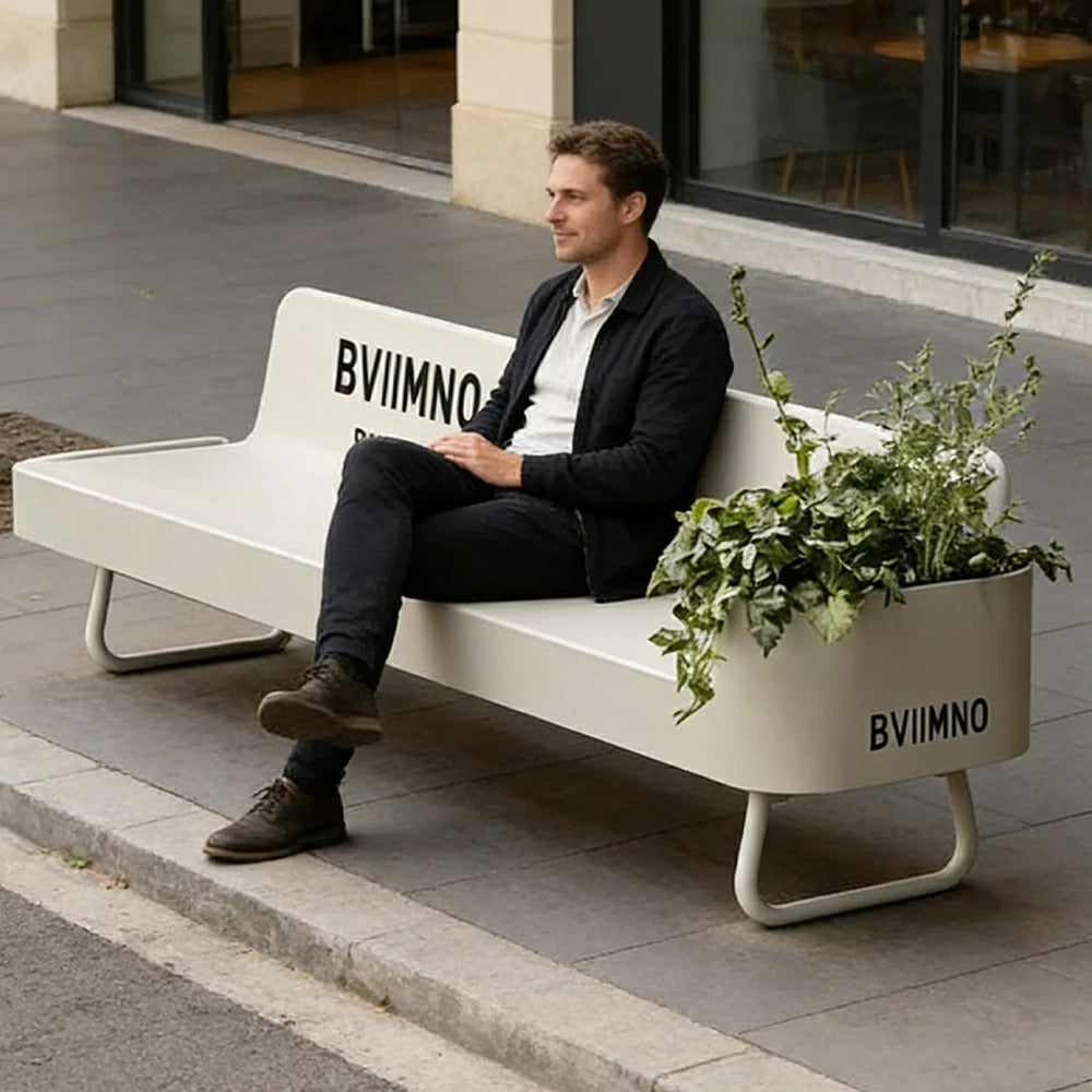 SOLARA 180/200/220cm Outdoor Planter Bench Greenery and Seating in One for Plaza Scenic Area Community Courtyard