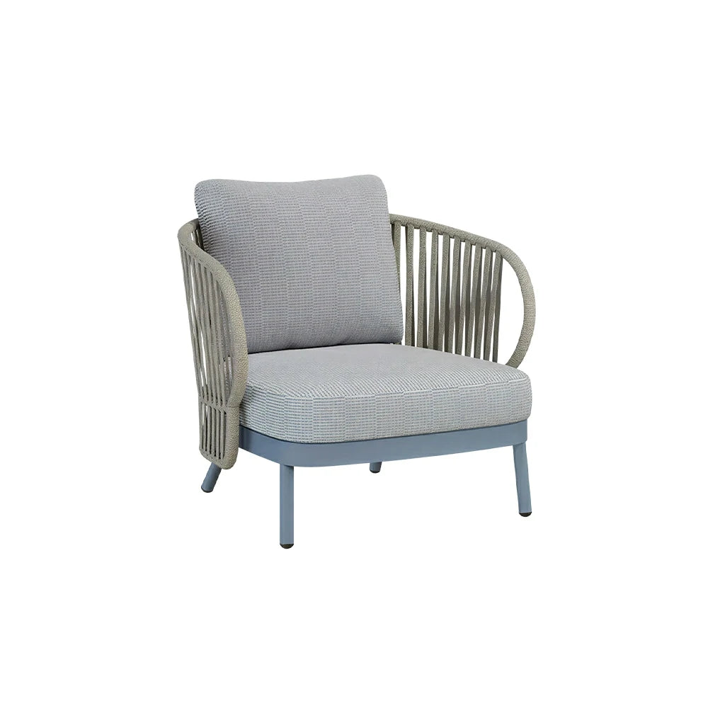 SOLARA Outdoor Rope Lounge Chair - Aluminium Frame, Cushioned Seat for Patio Balcony - Blue