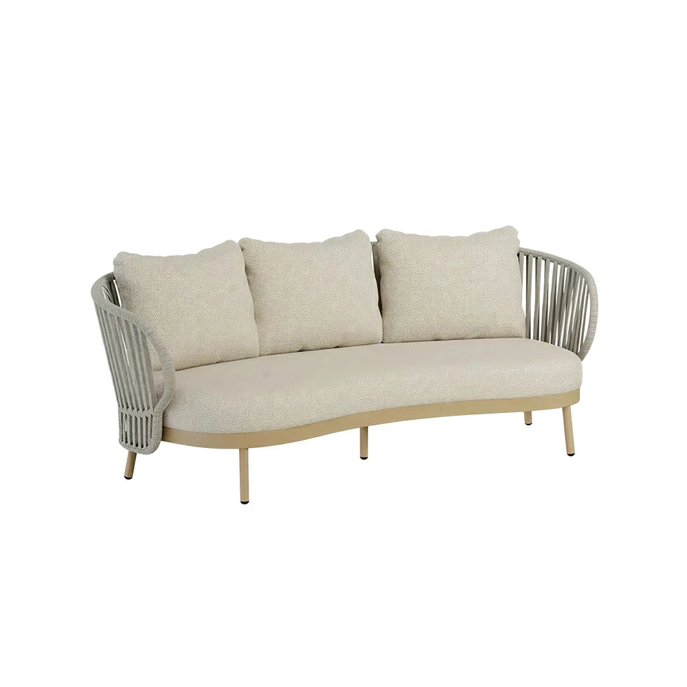 SOLARA Outdoor 2-Seater Rope Sofa with Aluminium Frame and Cushioned Seat - Beige