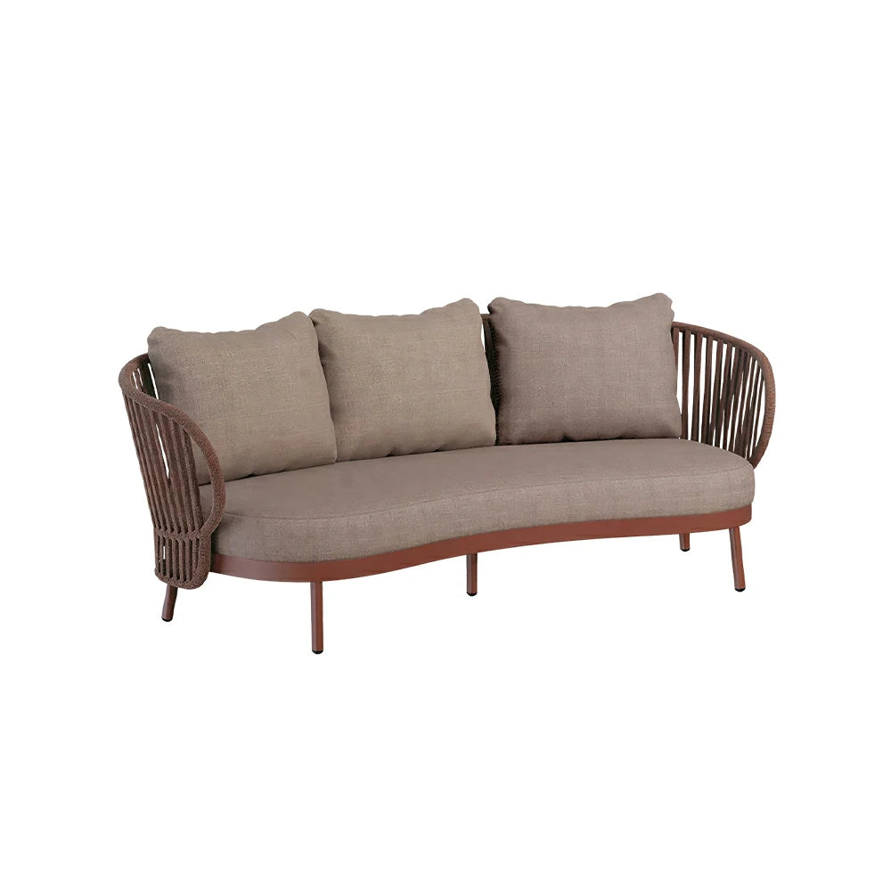 SOLARA Outdoor 2-Seater Rope Sofa with Aluminium Frame and Cushioned Seat - Brown