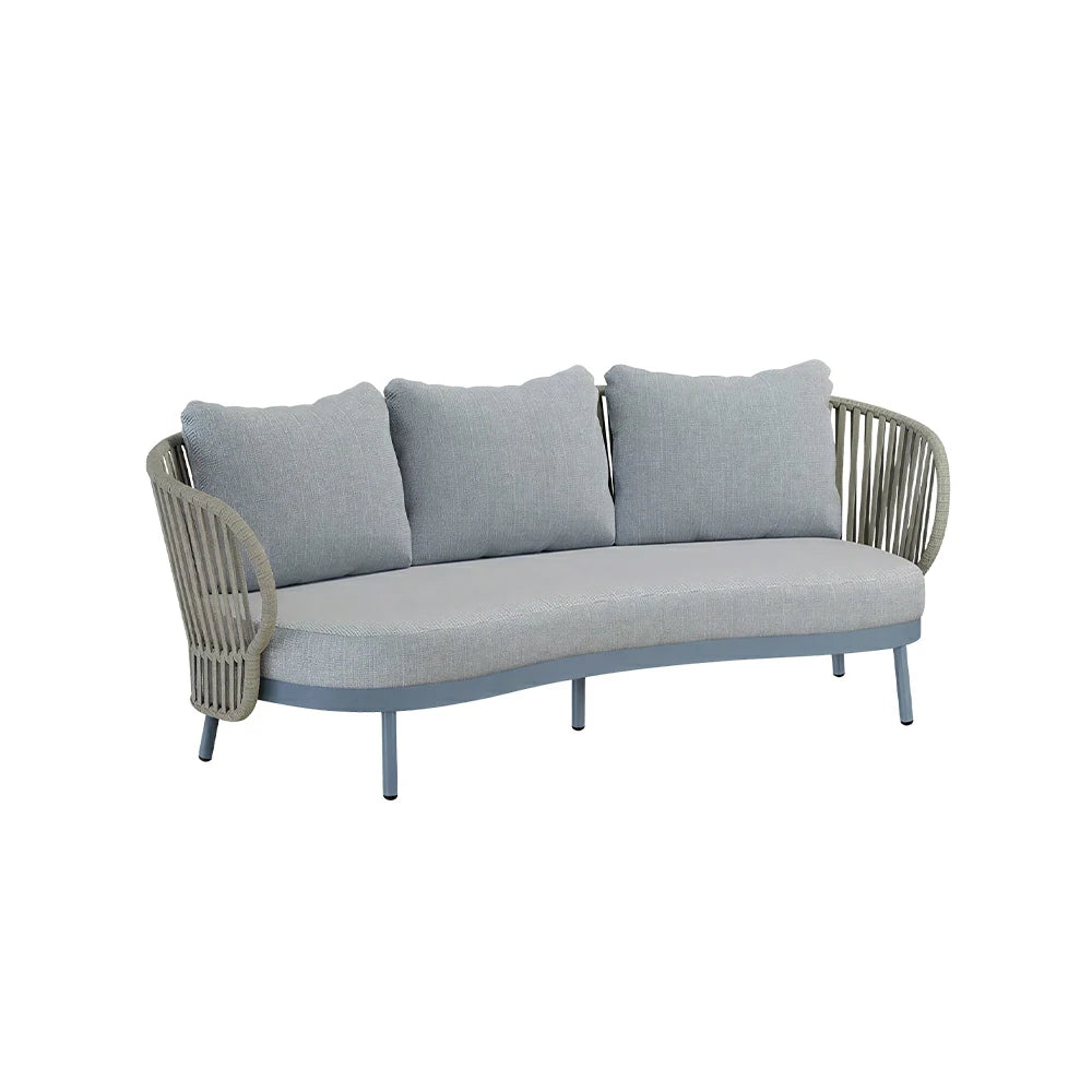 SOLARA Outdoor 2-Seater Rope Sofa with Aluminium Frame and Cushioned Seat - Blue
