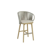 SOLARA Outdoor Rope Bar Stool with Aluminium Frame and Cushioned Seat - Beige