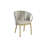 SOLARA Outdoor Rope Dining Chair with Aluminium Frame and Cushioned Seat - Beige