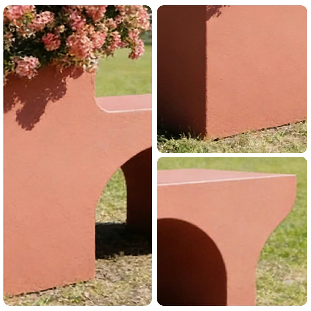 SOLARA 160/180/200cm Integrated Planter Bench Curved Design with Metal Frame for Commercial Street Park Cafe