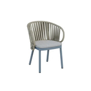 SOLARA Outdoor Rope Dining Chair with Aluminium Frame and Cushioned Seat - Blue