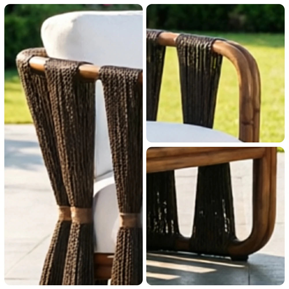 SOLARA Outdoor Rope Lounge Chair with Aluminium Frame and Cushioned Seat for Patio Garden - Dark