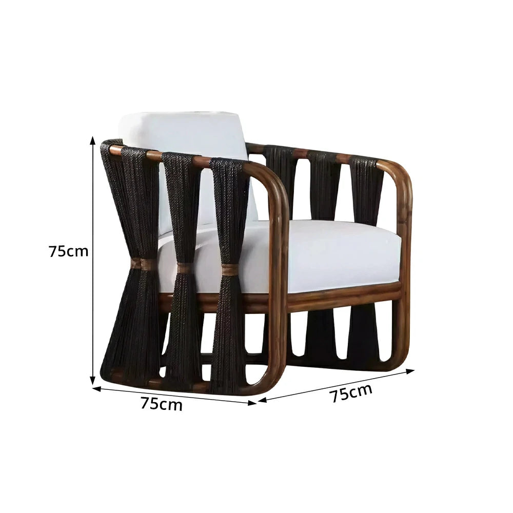 SOLARA Outdoor Rope Lounge Chair with Aluminium Frame and Cushioned Seat for Patio Garden - Dark