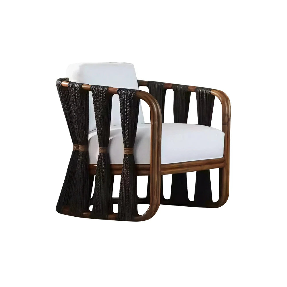 SOLARA Outdoor Rope Lounge Chair with Aluminium Frame and Cushioned Seat for Patio Garden - Dark