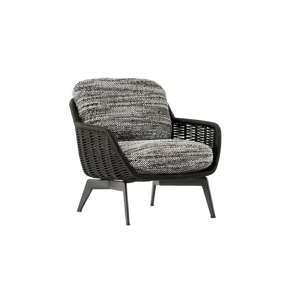 SOLARA Outdoor Rope Lounge Chair with Aluminium Legs and Cushioned Seat for Patio Garden - Dark