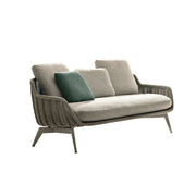 SOLARA Outdoor Rope 2-Seater Sofa with Aluminium Legs and Cushioned Seat for Patio Garden - Light