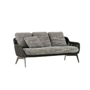 SOLARA Outdoor Rope 2-Seater Sofa with Aluminium Legs and Cushioned Seat for Patio Garden - Brown
