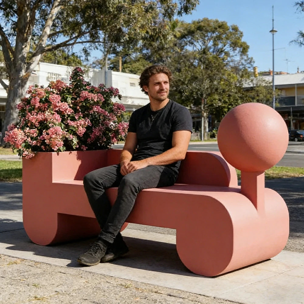 SOLARA 180/200/220cm Outdoor Planter Bench Greenery and Seating Combo for Park Plaza Scenic Area