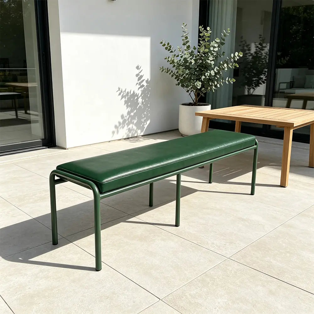 SOLARA Outdoor Matte Leather Cushion - Water-Resistant 3cm Padded Seat Pad for Bench/Chair/Sofa/Bar Stool - Green