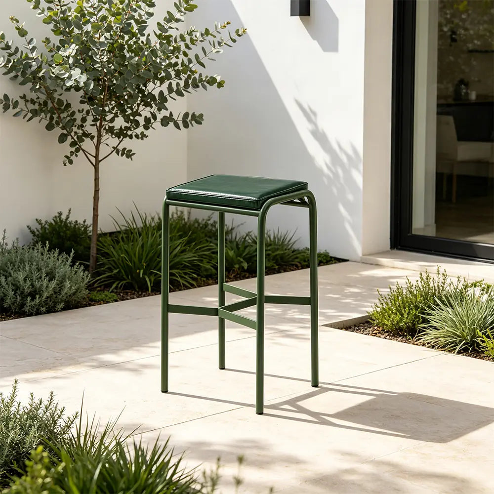 SOLARA Outdoor Matte Leather Cushion - Water-Resistant 3cm Padded Seat Pad for Bench/Chair/Sofa/Bar Stool - Green