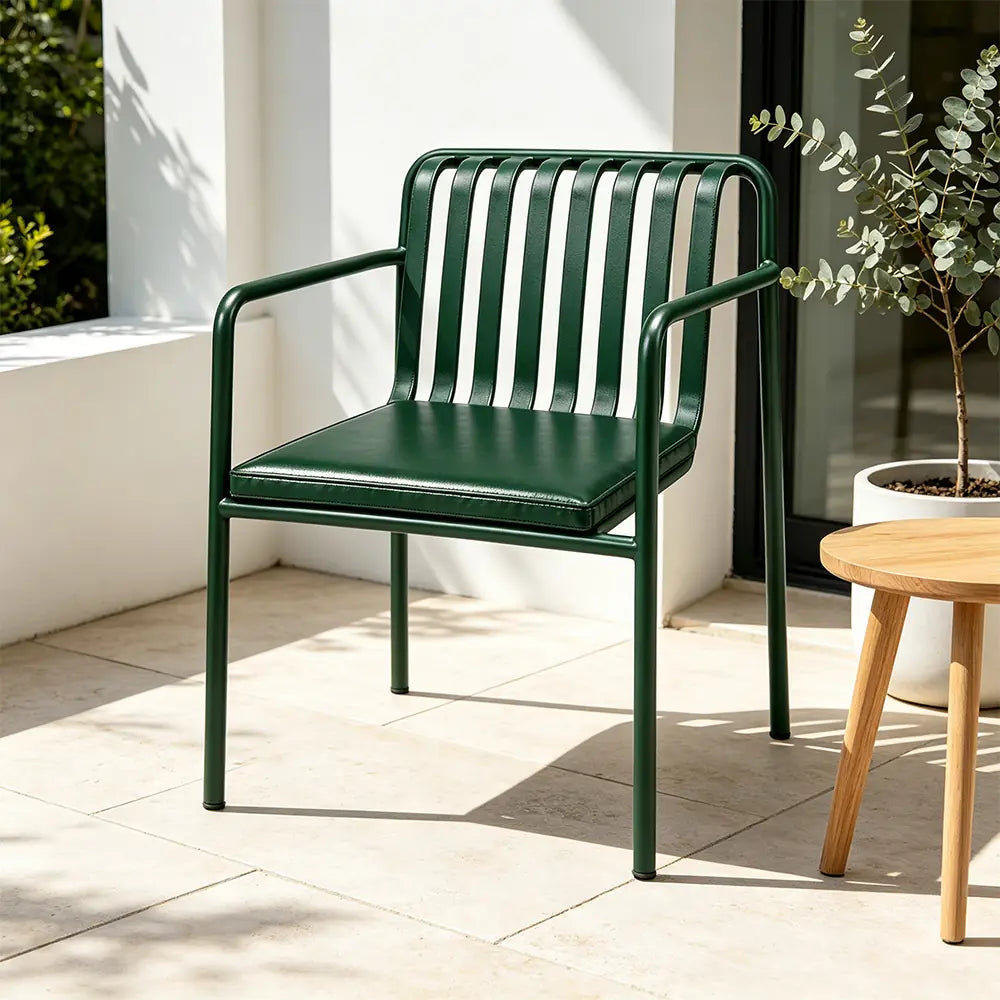 SOLARA Outdoor Matte Leather Cushion - Water-Resistant 3cm Padded Seat Pad for Bench/Chair/Sofa/Bar Stool - Green