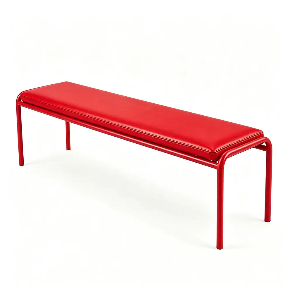 SOLARA Outdoor Matte Leather Cushion - Water-Resistant 3cm Padded Seat Pad for Bench/Chair/Sofa/Bar Stool - Red