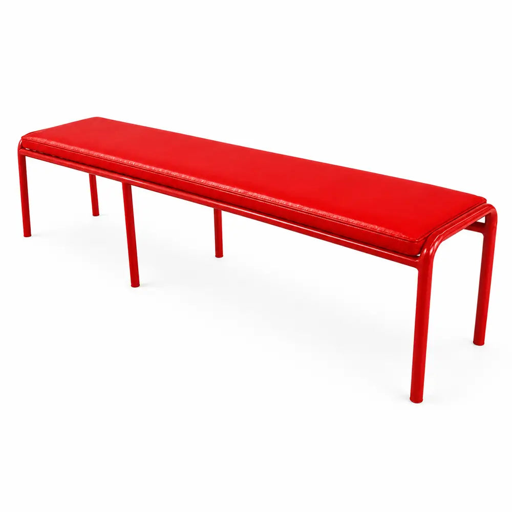 SOLARA Outdoor Matte Leather Cushion - Water-Resistant 3cm Padded Seat Pad for Bench/Chair/Sofa/Bar Stool - Red