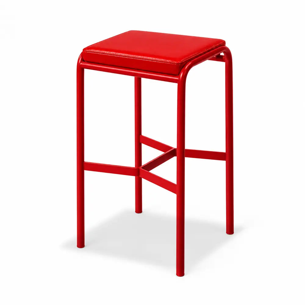 SOLARA Outdoor Matte Leather Cushion - Water-Resistant 3cm Padded Seat Pad for Bench/Chair/Sofa/Bar Stool - Red