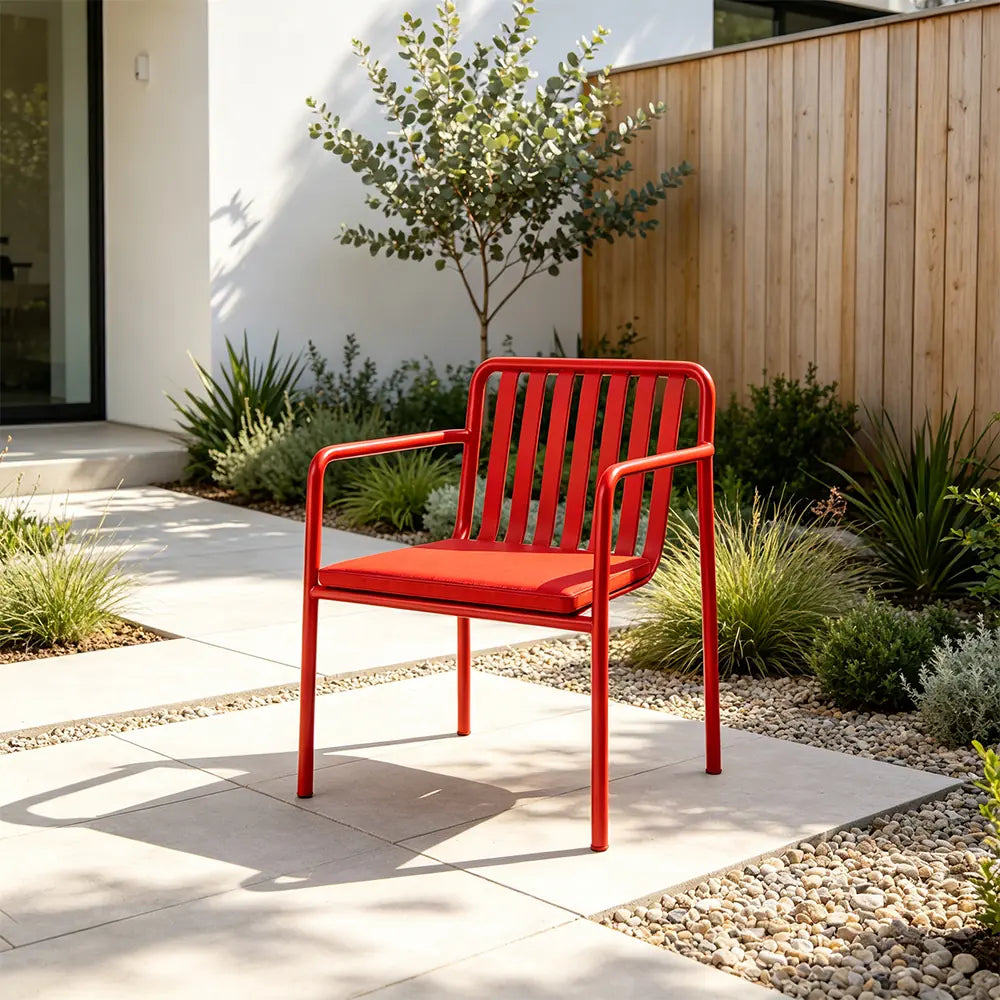 SOLARA Outdoor Matte Leather Cushion - Water-Resistant 3cm Padded Seat Pad for Bench/Chair/Sofa/Bar Stool - Red