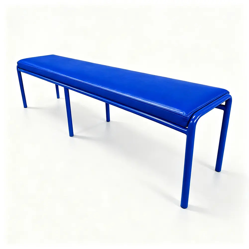 SOLARA Outdoor Matte Leather Cushion - Water-Resistant 3cm Padded Seat Pad for Bench/Chair/Sofa/Bar Stool - Blue