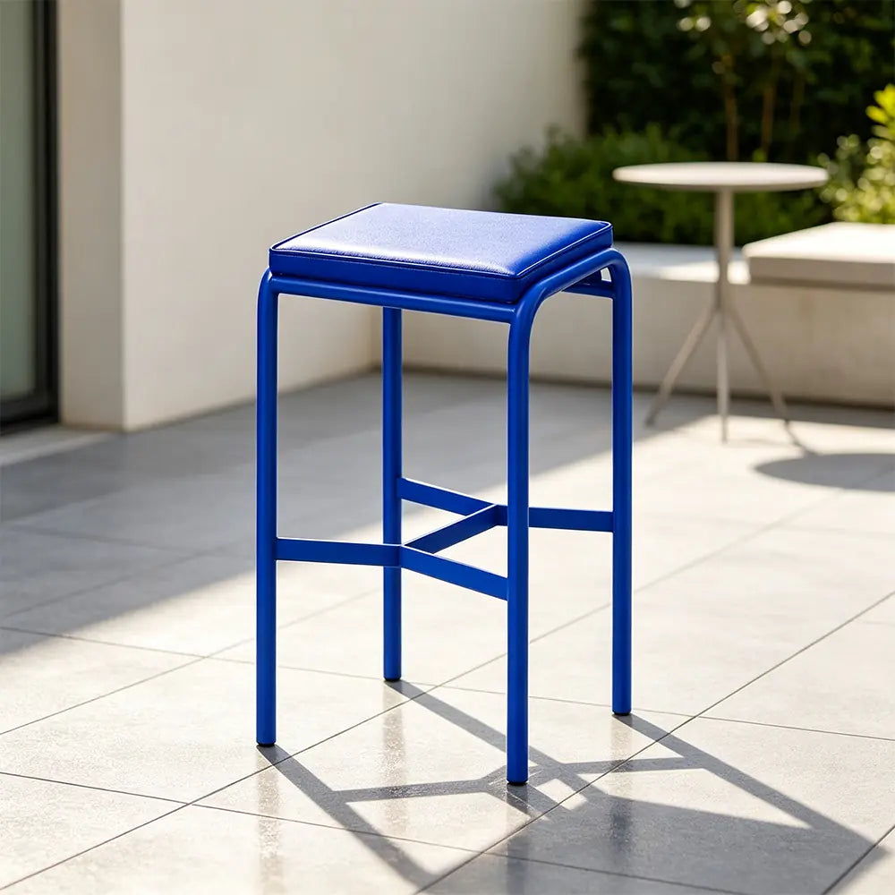 SOLARA Outdoor Matte Leather Cushion - Water-Resistant 3cm Padded Seat Pad for Bench/Chair/Sofa/Bar Stool - Blue