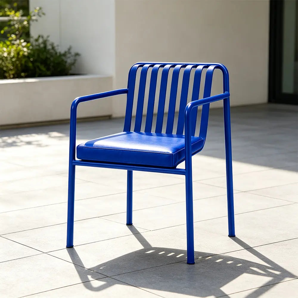 SOLARA Outdoor Matte Leather Cushion - Water-Resistant 3cm Padded Seat Pad for Bench/Chair/Sofa/Bar Stool - Blue
