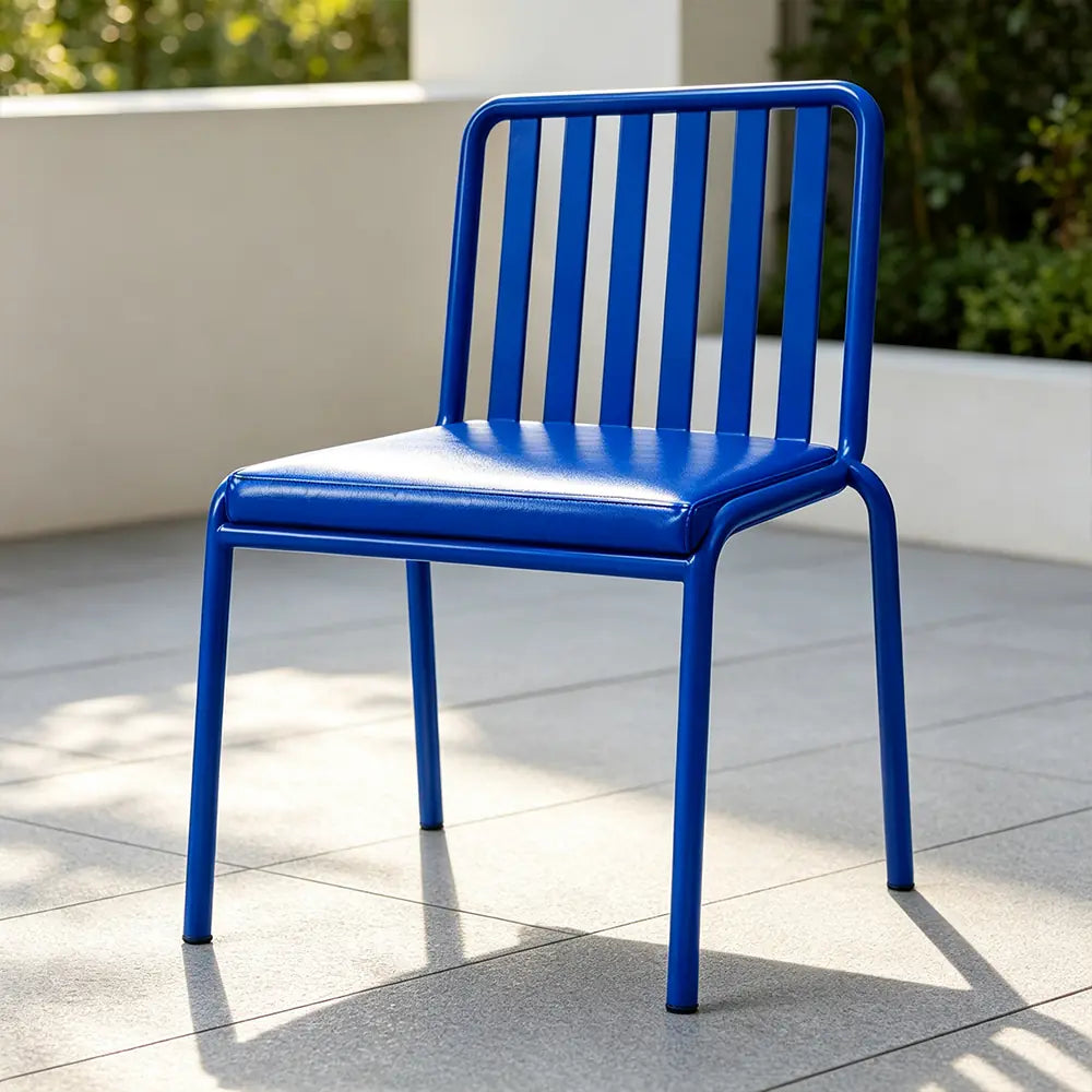 SOLARA Outdoor Matte Leather Cushion - Water-Resistant 3cm Padded Seat Pad for Bench/Chair/Sofa/Bar Stool - Blue