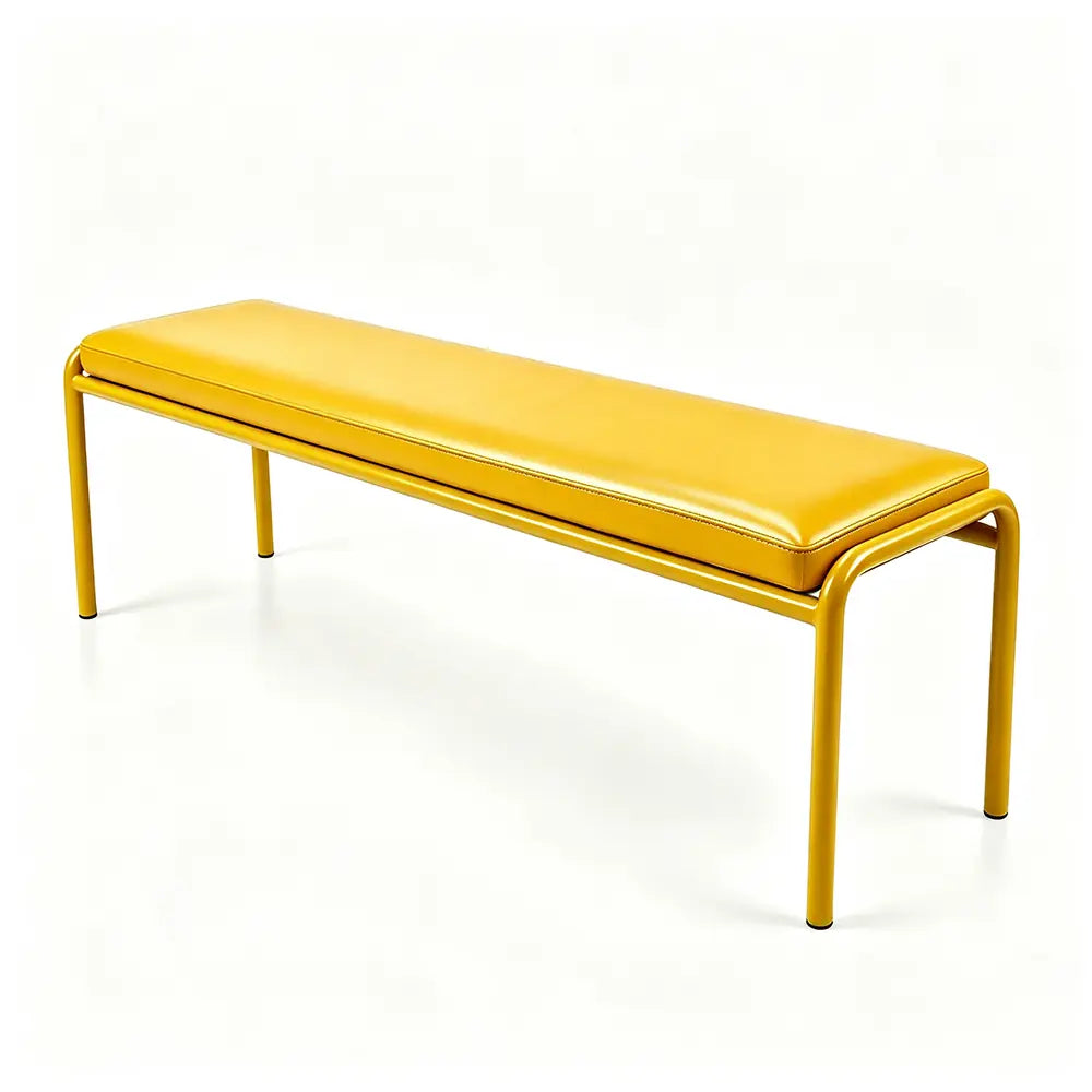 SOLARA Outdoor Matte Leather Cushion - Water-Resistant 3cm Padded Seat Pad for Bench/Chair/Sofa/Bar Stool - Yellow