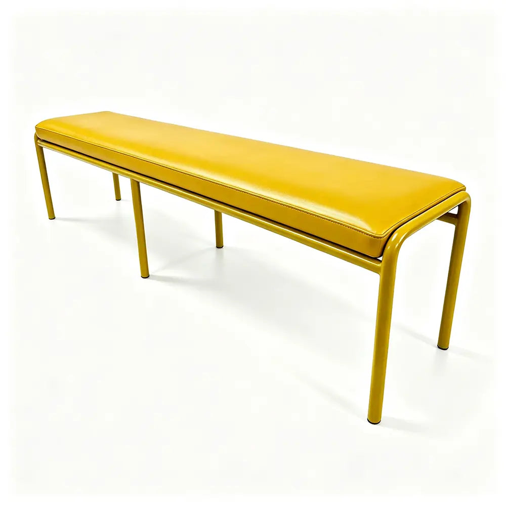 SOLARA Outdoor Matte Leather Cushion - Water-Resistant 3cm Padded Seat Pad for Bench/Chair/Sofa/Bar Stool - Yellow