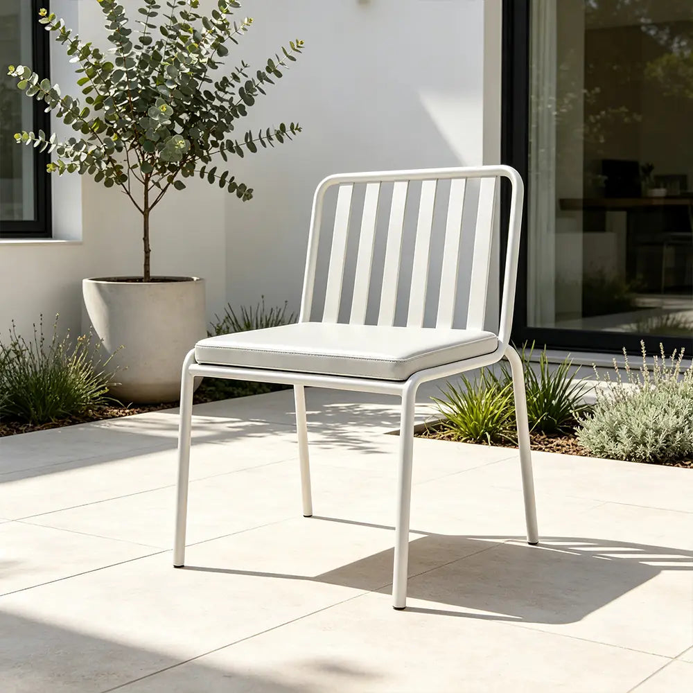 SOLARA Outdoor Matte Leather Cushion - Water-Resistant 3cm Padded Seat Pad for Bench/Chair/Sofa/Bar Stool - White